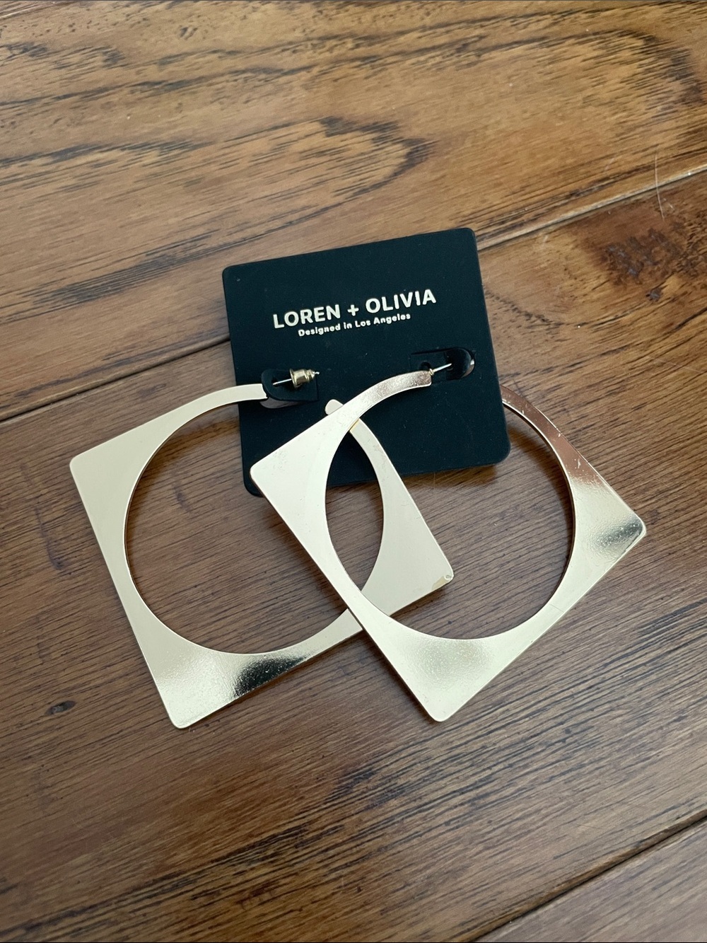 Bnwt! Loren + Olivia Modern Gold Square-Hoop Earrings